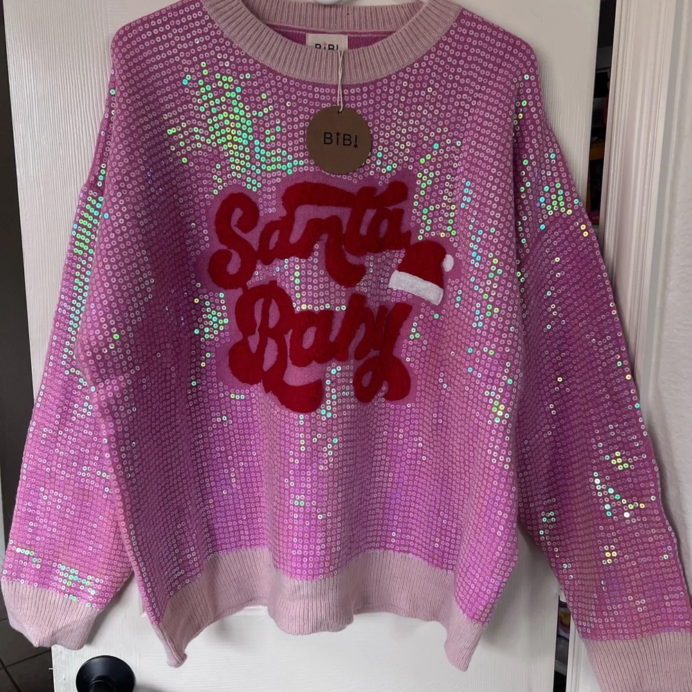 BIBI Santa Baby Sequin Sweater NEW XL - Picture 5 of 10
